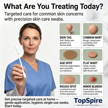 TopSpire® 👩‍⚕️7-Day 𝗦𝐤𝐢𝐧 𝐓𝐚𝐠 & 𝗪𝐚𝐫𝐭 𝐂𝐚𝐫𝐞 𝐏𝐫𝐞𝐜𝐢𝐬𝐢𝐨𝐧 𝐒𝐰𝐚𝐛𝐬（Individually Sealed, Single-Use）🔥 Visible Results in 7 Days—or Your Money Back! ✅💙