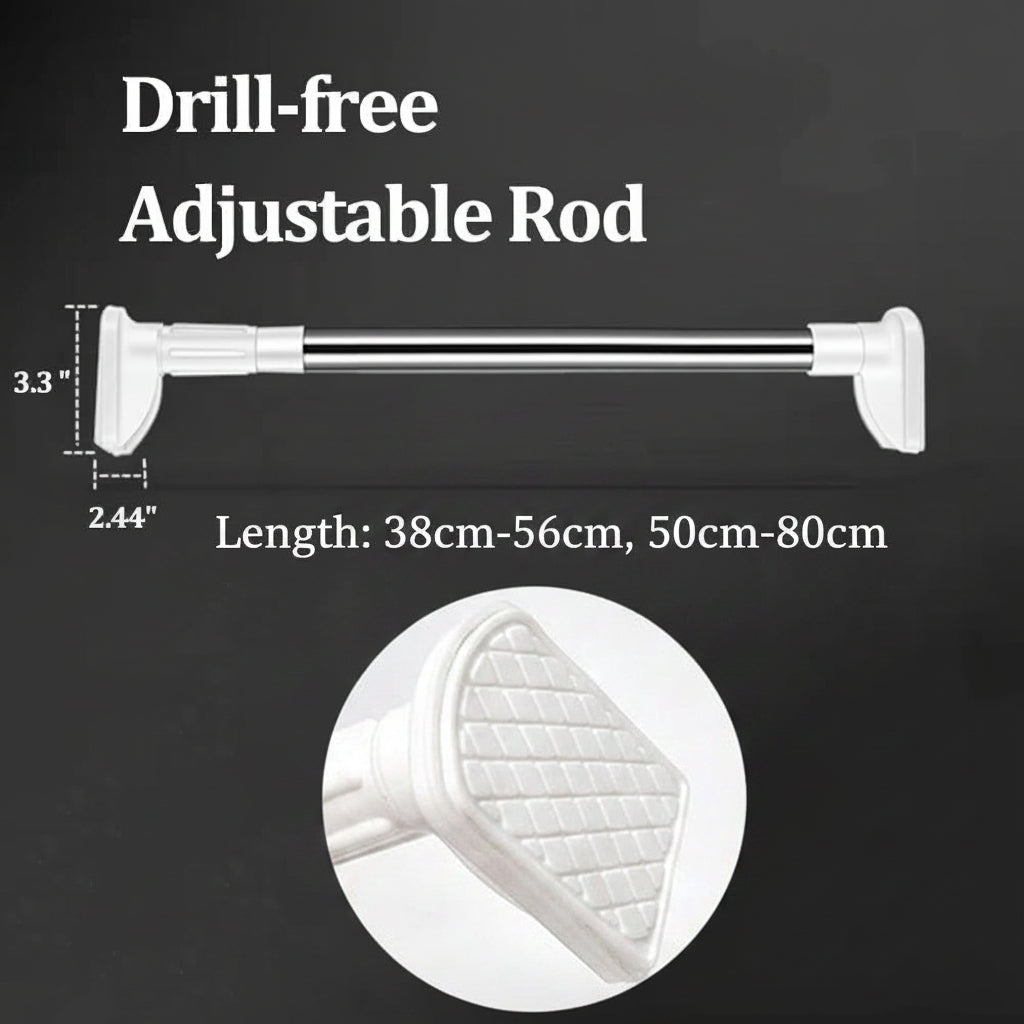 🏠 Drill-Free Adjustable Tension Rod – Expand Storage Without Wall Damage ✨
