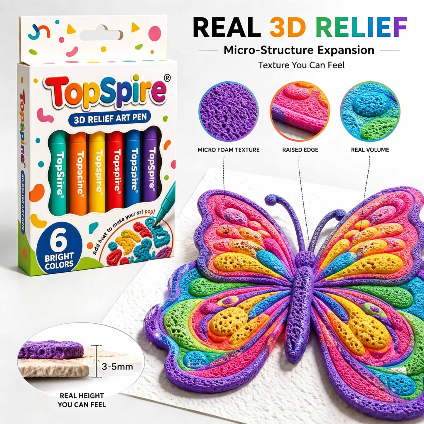 3D Relief Art Pen – Turn Flat Drawings Into Touchable 3D Art🪄