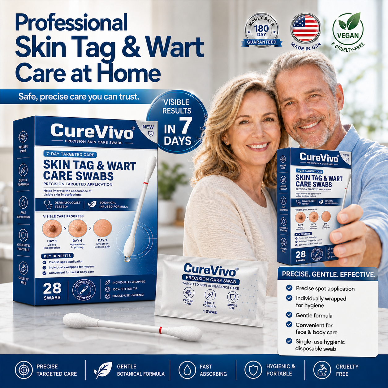 TopSpire® 👩‍⚕️7-Day 𝗦𝐤𝐢𝐧 𝐓𝐚𝐠 & 𝗪𝐚𝐫𝐭 𝐂𝐚𝐫𝐞 𝐏𝐫𝐞𝐜𝐢𝐬𝐢𝐨𝐧 𝐒𝐰𝐚𝐛𝐬（Individually Sealed, Single-Use）🔥 Visible Results in 7 Days—or Your Money Back! ✅💙