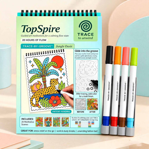 🥳2026 HOT SALE 🌿Trace-By-Groove Guided Flow Art Coloring Pad with Double-Sided Markers 🎨