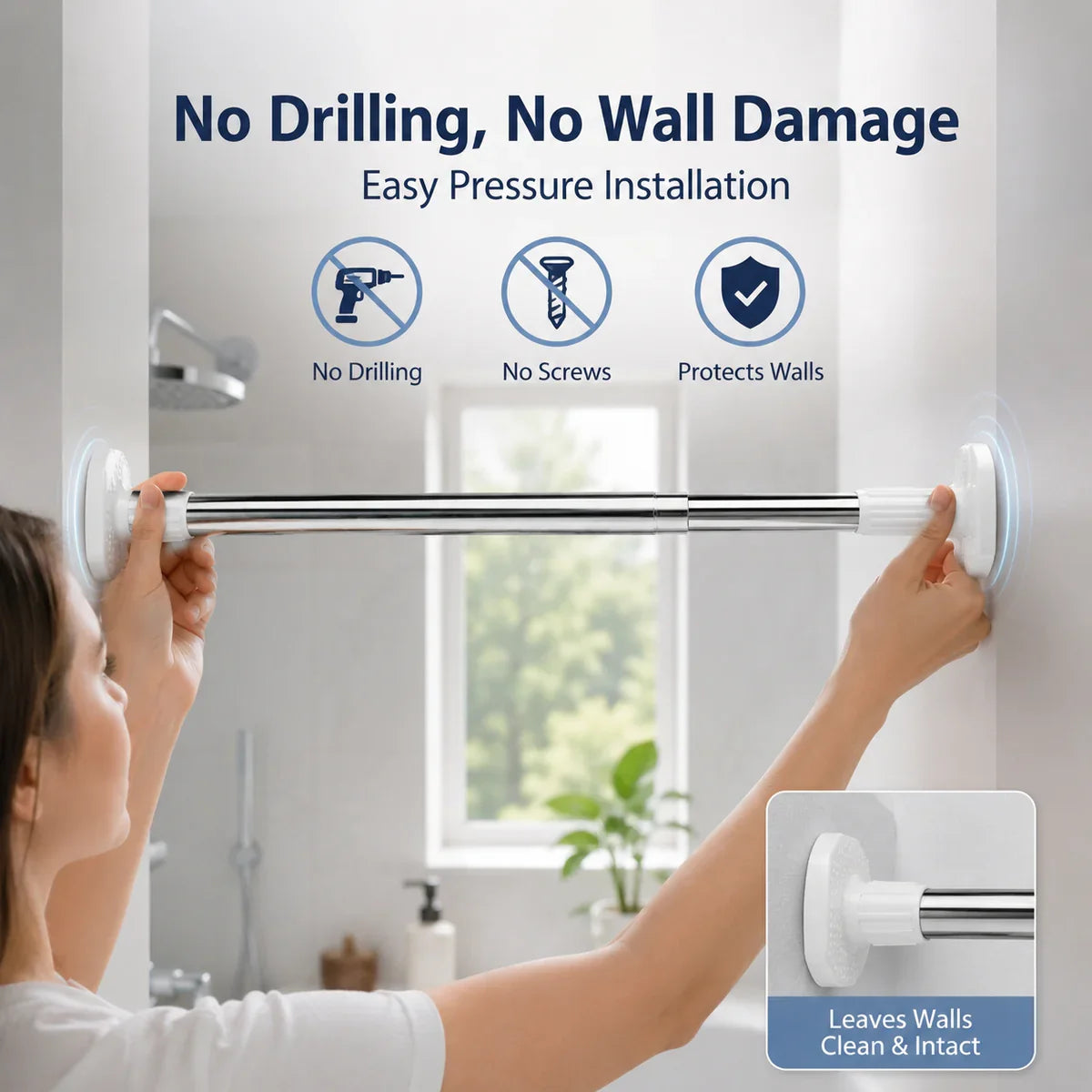 🏠 Drill-Free Adjustable Tension Rod – Expand Storage Without Wall Damage ✨