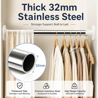 🏠 Drill-Free Adjustable Tension Rod – Expand Storage Without Wall Damage ✨