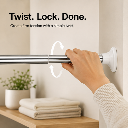 🛠️ Adjustable No-Drill Spring Tension Rod for Shower & Closets 🚿