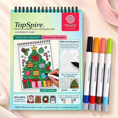 🥳2026 HOT SALE 🌿Trace-By-Groove Guided Flow Art Coloring Pad with Double-Sided Markers 🎨