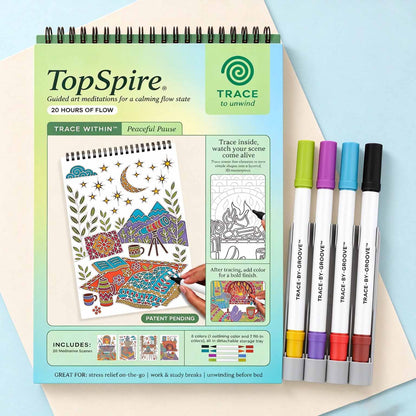 🥳2026 HOT SALE 🌿Trace-By-Groove Guided Flow Art Coloring Pad with Double-Sided Markers 🎨