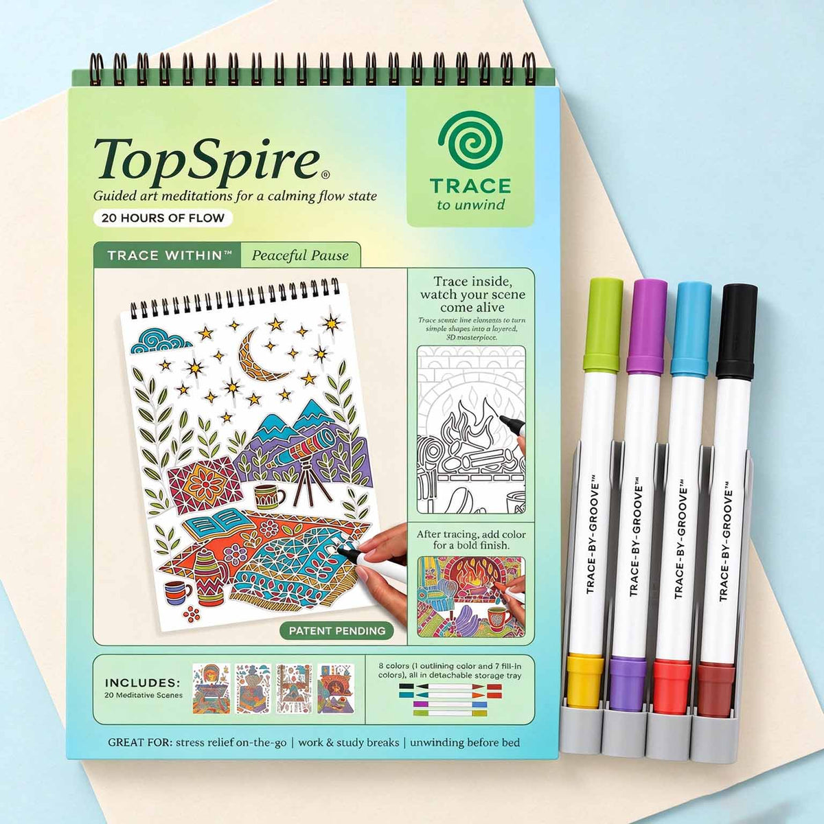 🥳2026 HOT SALE 🌿Trace-By-Groove Guided Flow Art Coloring Pad with Double-Sided Markers 🎨