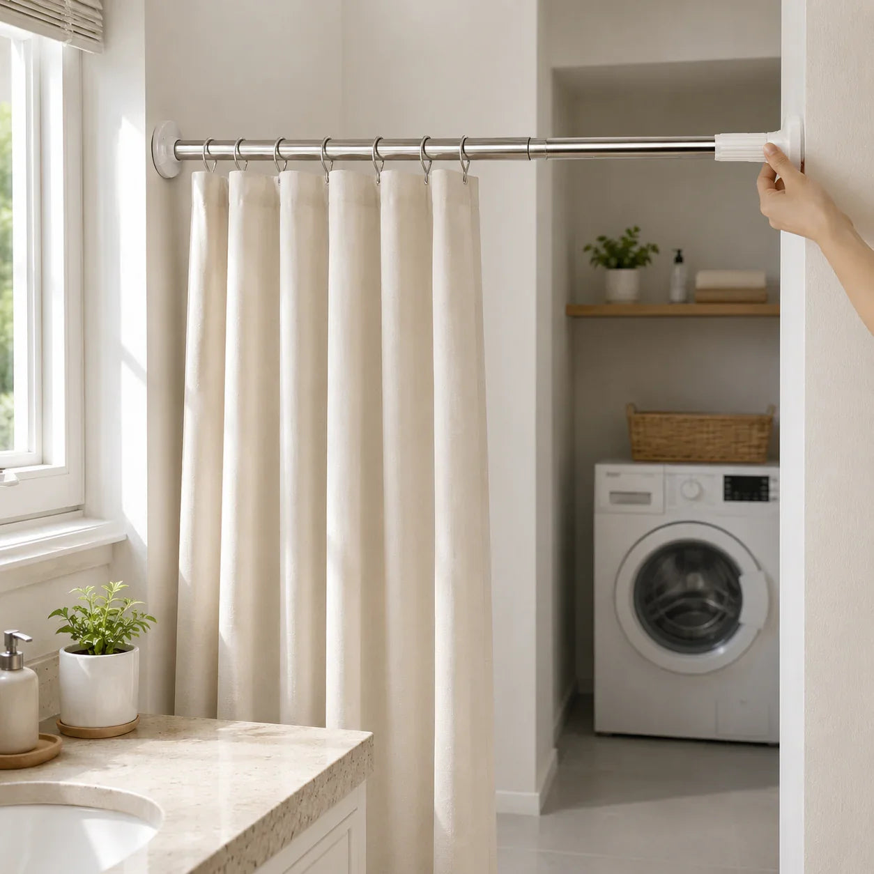 🏠 Drill-Free Adjustable Tension Rod – Expand Storage Without Wall Damage ✨
