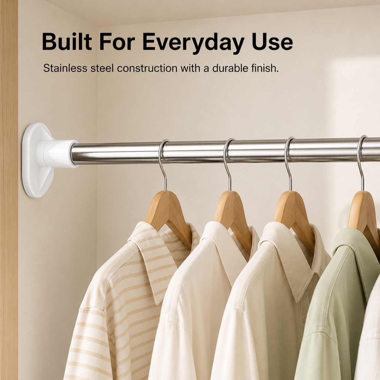 🛠️ Adjustable No-Drill Spring Tension Rod for Shower & Closets 🚿