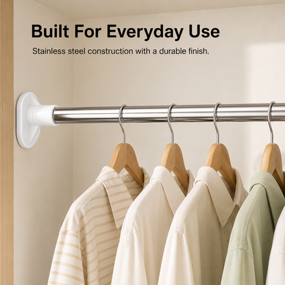 🛠️ Adjustable No-Drill Spring Tension Rod for Shower & Closets 🚿