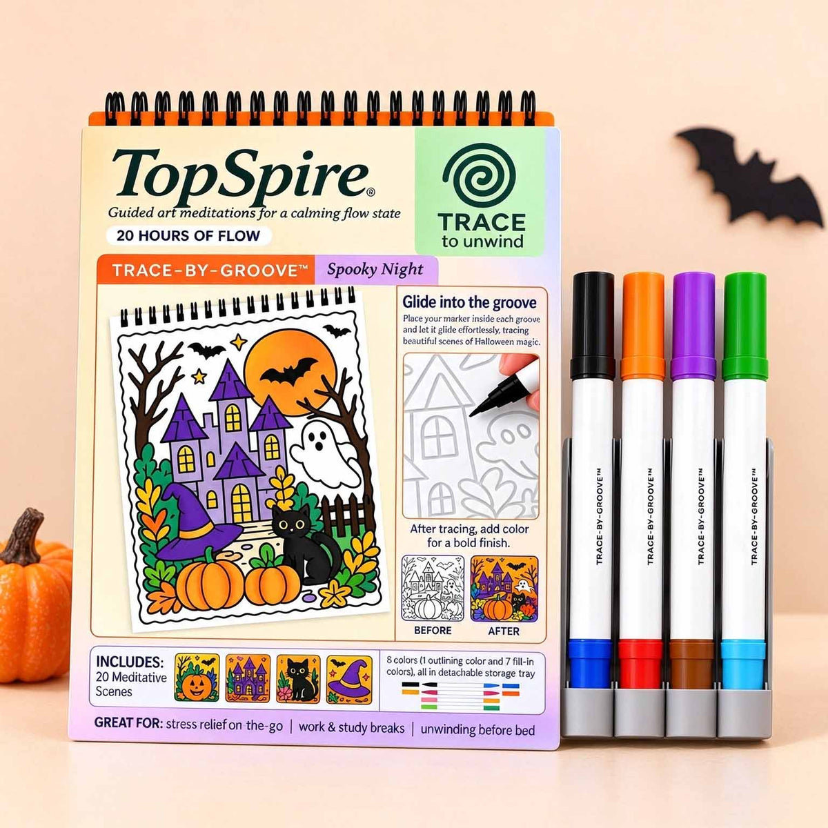 🥳2026 HOT SALE 🌿Trace-By-Groove Guided Flow Art Coloring Pad with Double-Sided Markers 🎨