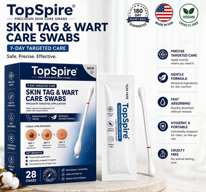 TopSpire® 👩‍⚕️7-Day 𝗦𝐤𝐢𝐧 𝐓𝐚𝐠 & 𝗪𝐚𝐫𝐭 𝐂𝐚𝐫𝐞 𝐏𝐫𝐞𝐜𝐢𝐬𝐢𝐨𝐧 𝐒𝐰𝐚𝐛𝐬（Individually Sealed, Single-Use）🔥 Visible Results in 7 Days—or Your Money Back! ✅💙